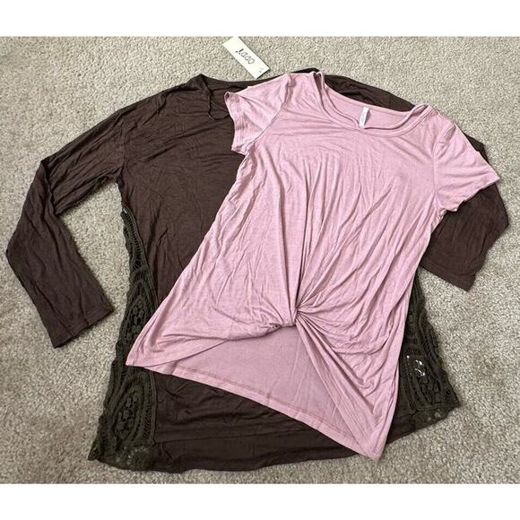 Oddy & Active USA Long Sleeve Top w Lace Size Medium New Bundle Of 2 Tops - Picture 1 of 10